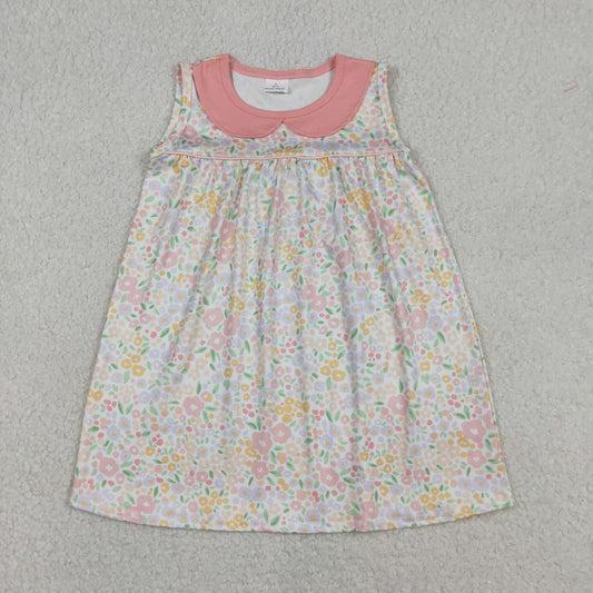 RTS NO MOQ(In Stock) GSD3226 Floral print, flower and leaf, Peter Pan collar sleeveless dress