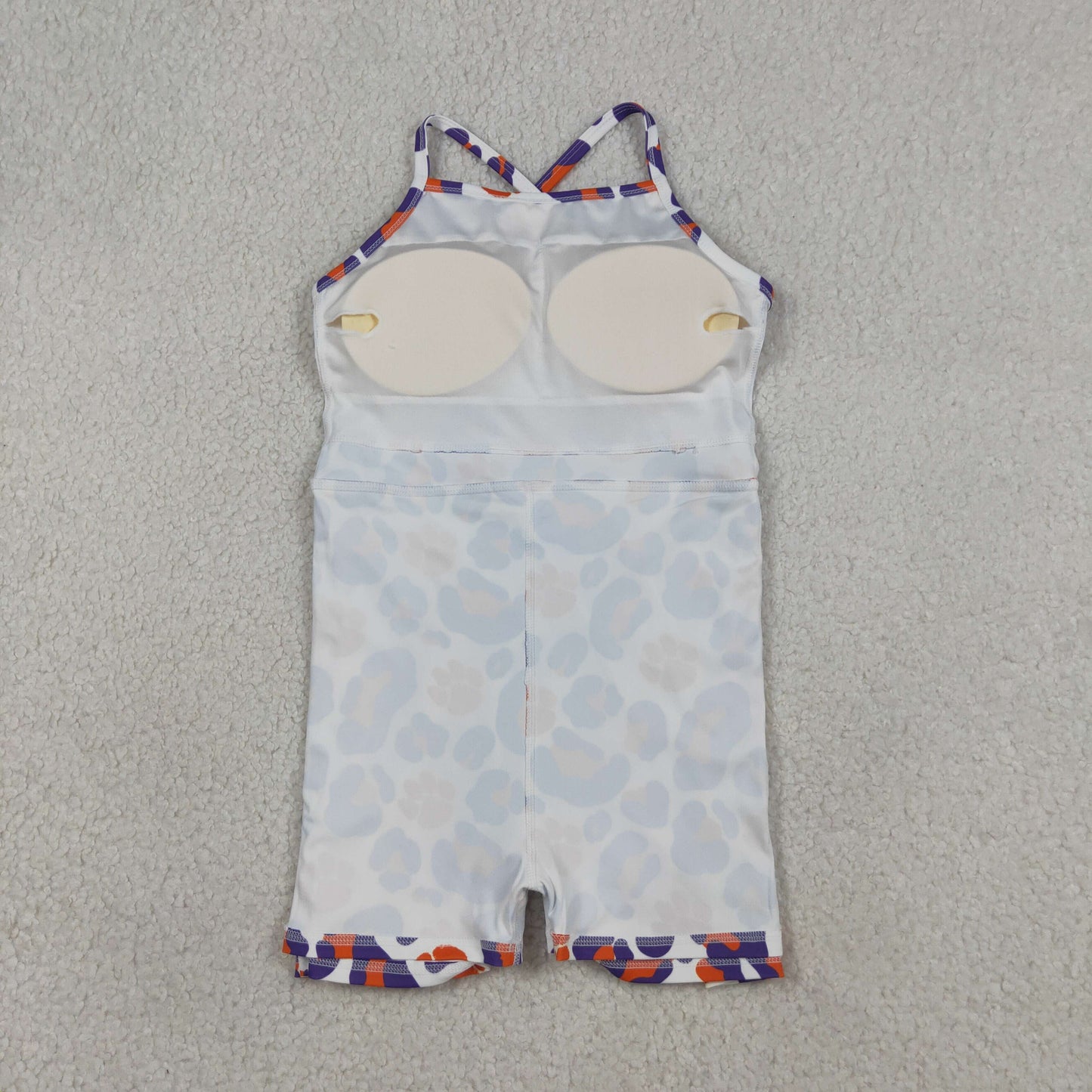 GSD3687 Kids Baby Girl Strap Leopard Pawls Team Yoga Active Shorts Knee Length Dress