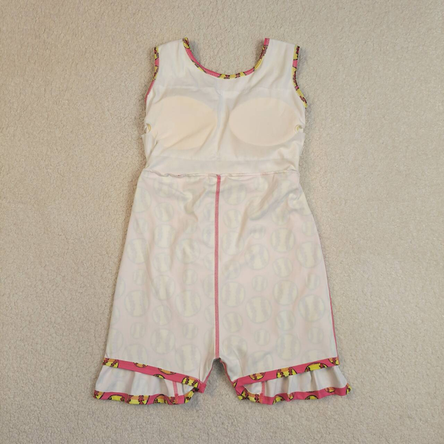 GSD3800 Kids Baby Girls Sleeveless Softballs Team Yoga Active Shorts Knee Length Dress