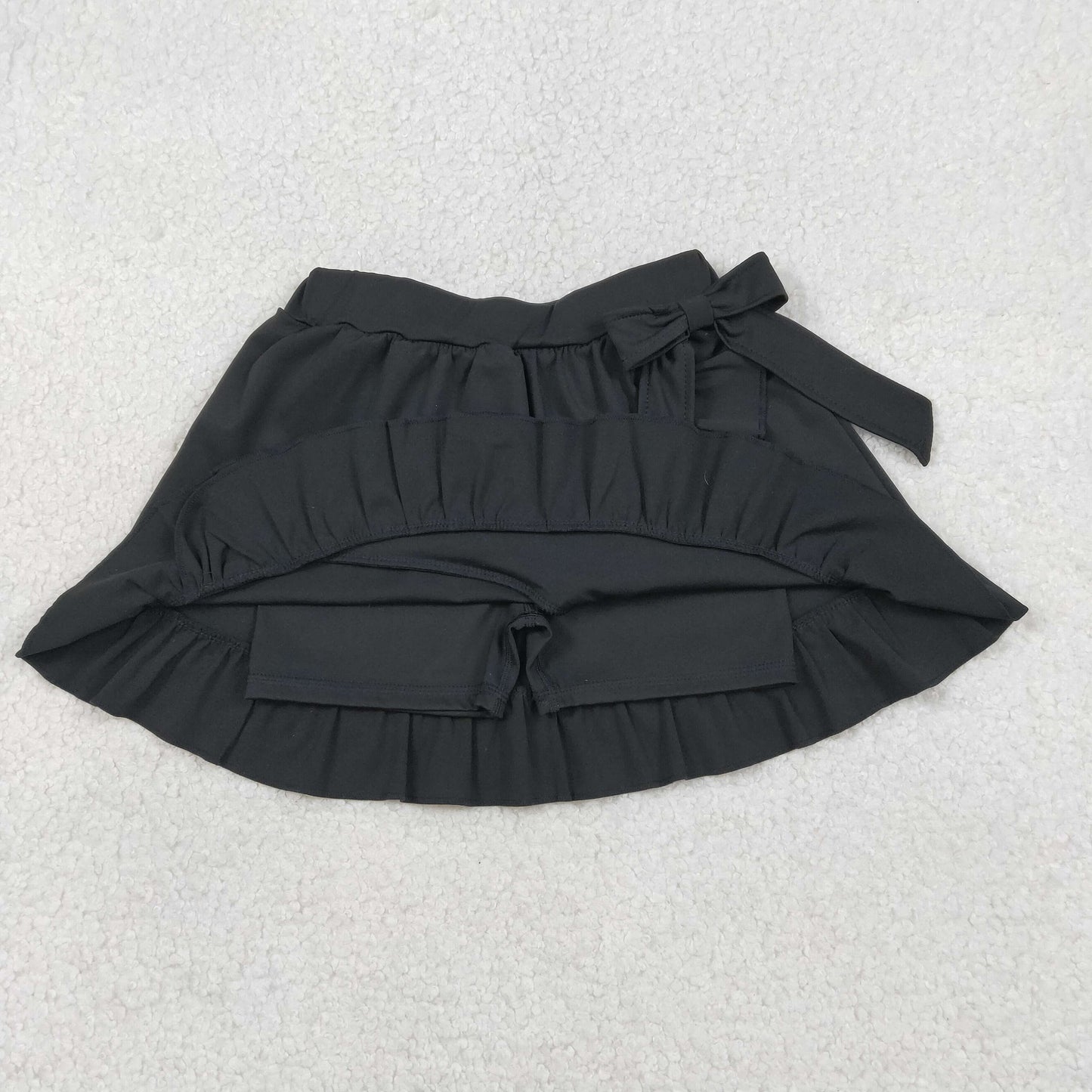 RTS NO MOQ（In Stock) GLK0218 Solid Black Lace Bow Yoga Skirt