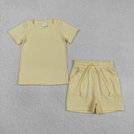 BSSO1888 Baby Boy Yellow Short Sleeve Shirts Top Pockets Shorts Clothes Sets