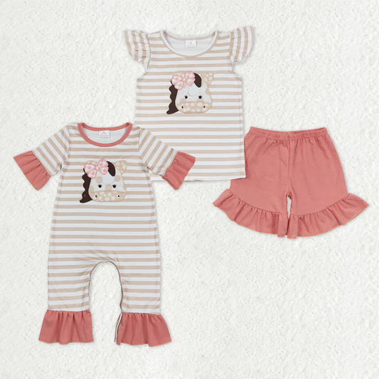 Sibling Baby girl clothes Embroidery short sleeve shorts sets and Rompers