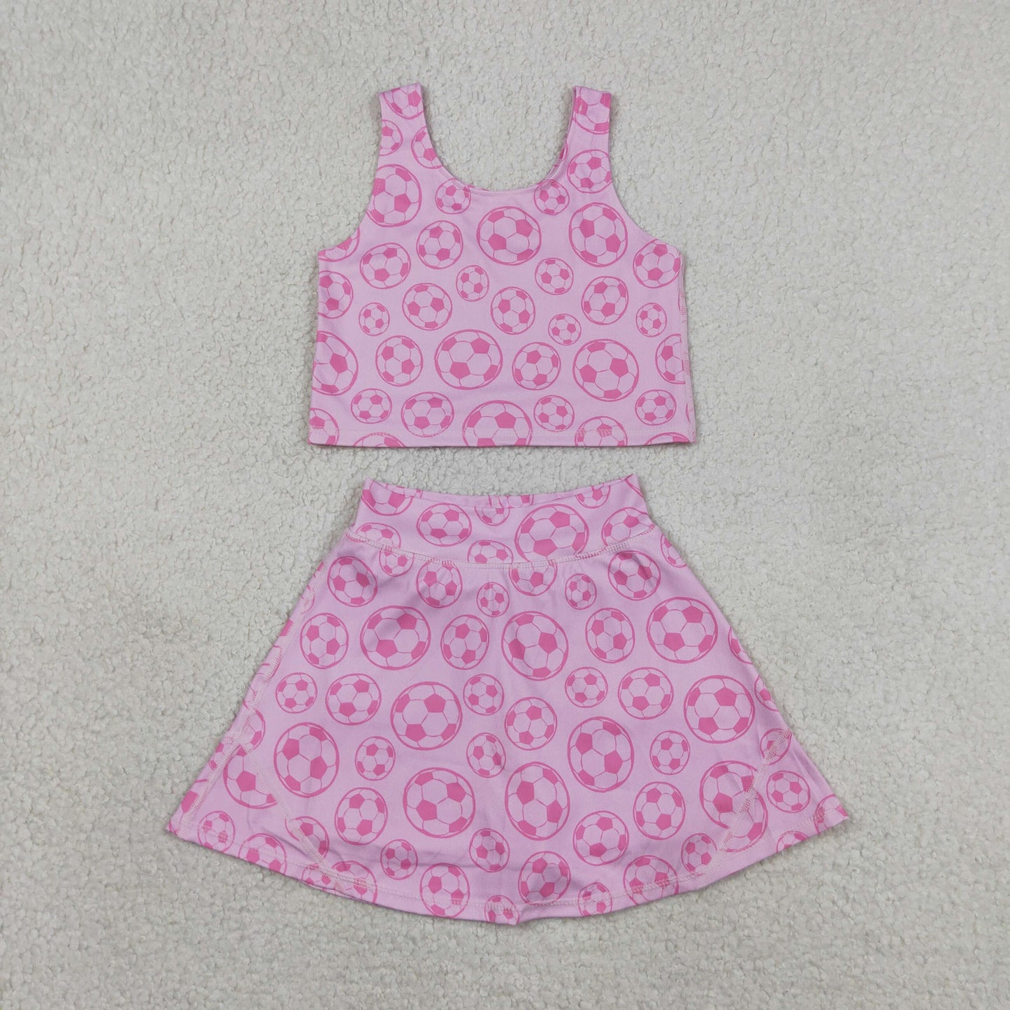 GSD1468 Kids Baby Girls Football Athletic Active Wear Top Shorts Skirts Clothes Sets