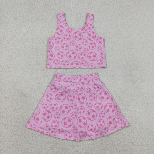 GSD1468 Kids Baby Girls Football Athletic Active Wear Top Shorts Skirts Clothes Sets