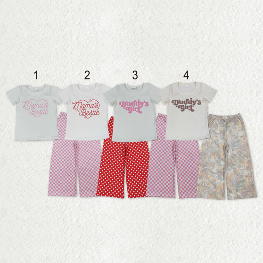 Sibling Baby Girls clothes short sleeve Top Flare Pants Clothes Sets