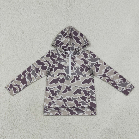 BT1848 Kids Clothing Baby Boys Long Sleeve Southern Camo Zipper Pocket Hoodies Tops