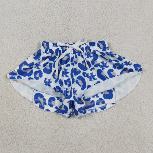 SS0812 Kids Baby Girls Blue Leopard UK Yoga Active Team Butterfly Shorts Bottom