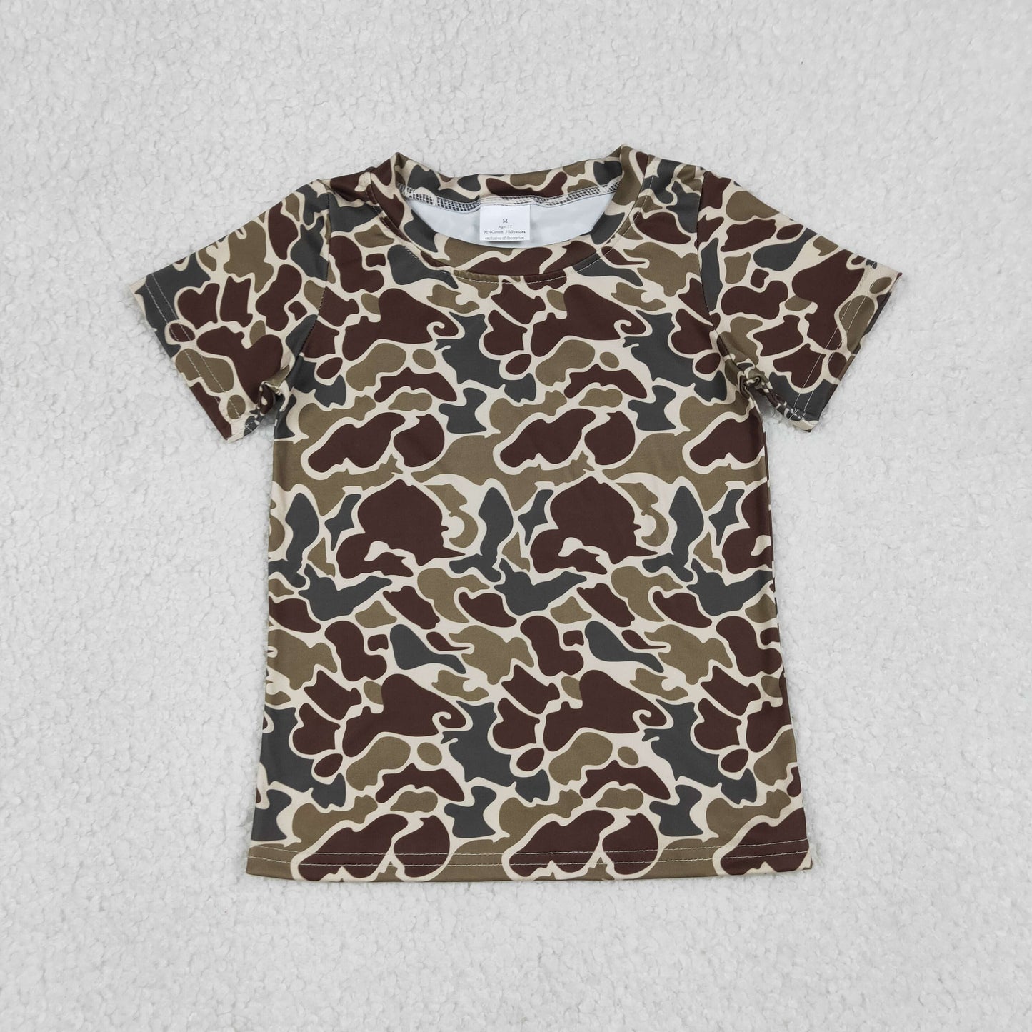 RTS NO MOQ（In Stock) BT1648 Brown-Green Camouflage Short-Sleeve Top