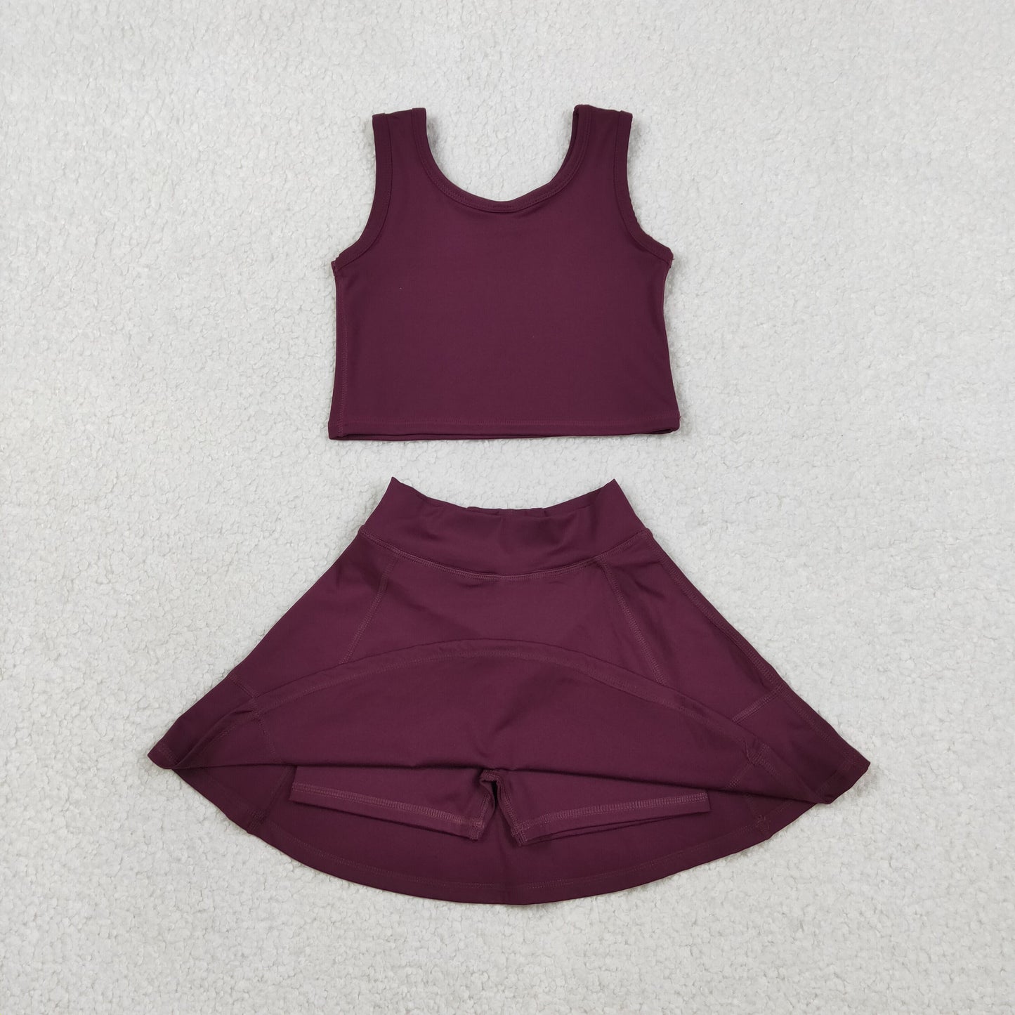 GSD1981 Kids Baby Girl Sleeveless Wine Vests Top Skirt Shorts Yoga Active Clothes Sets