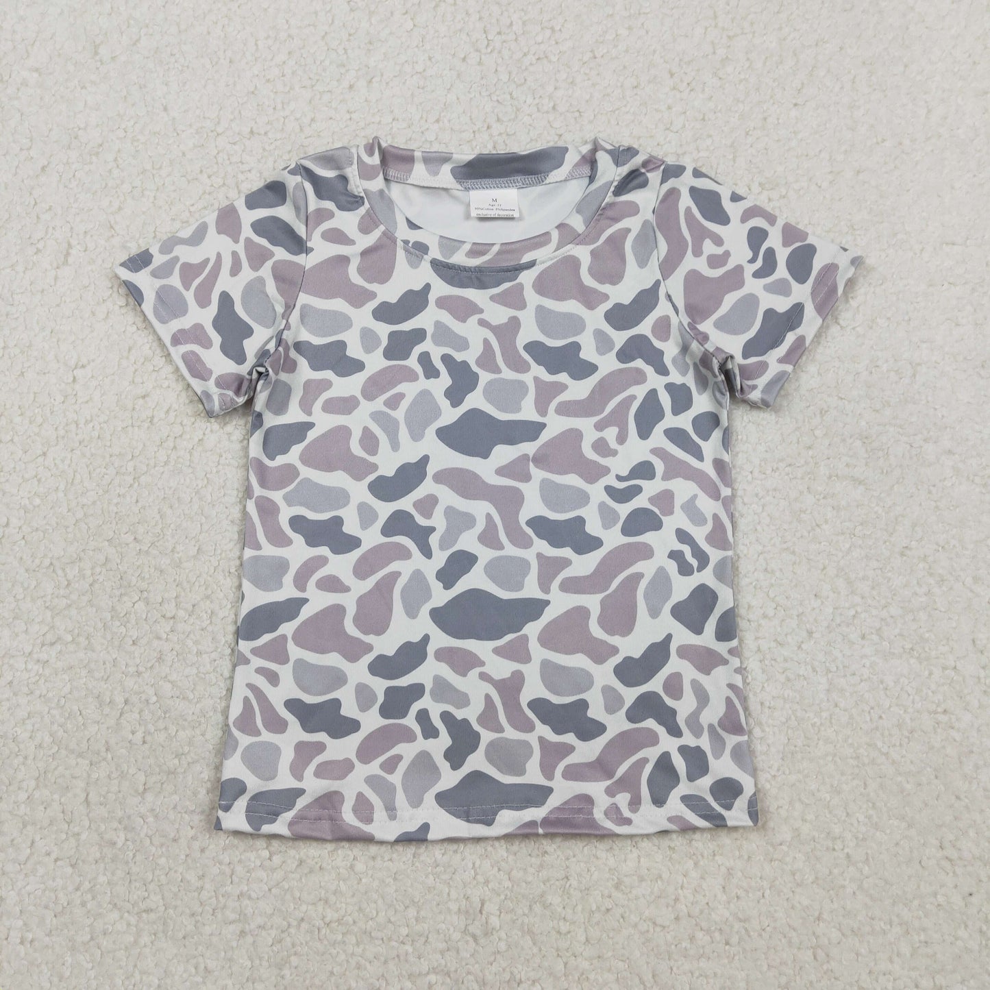 BT1712 Kids Baby Boy Short Sleeve Southern Light Grey Camo T-shirts Top