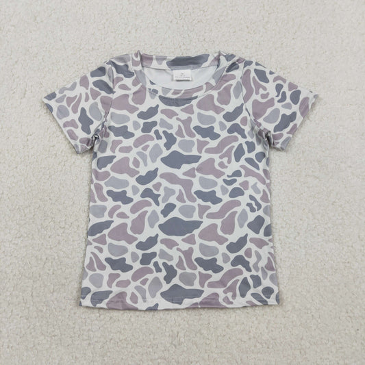 BT1712 Kids Baby Boy Short Sleeve Southern Light Grey Camo T-shirts Top