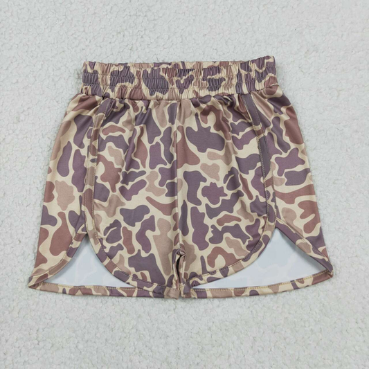 SS0373 Kids Baby Girls Brown Camo Summer Shorts Bottoms