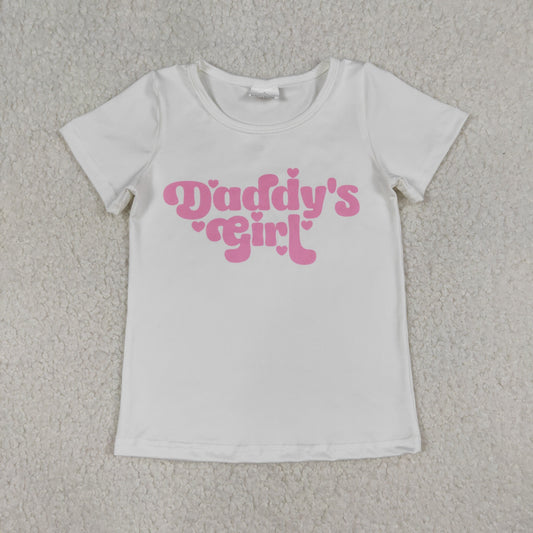 RTS NO MOQ(In Stock) GT1566 Daddy's Girl Letter White Short-Sleeved Top
