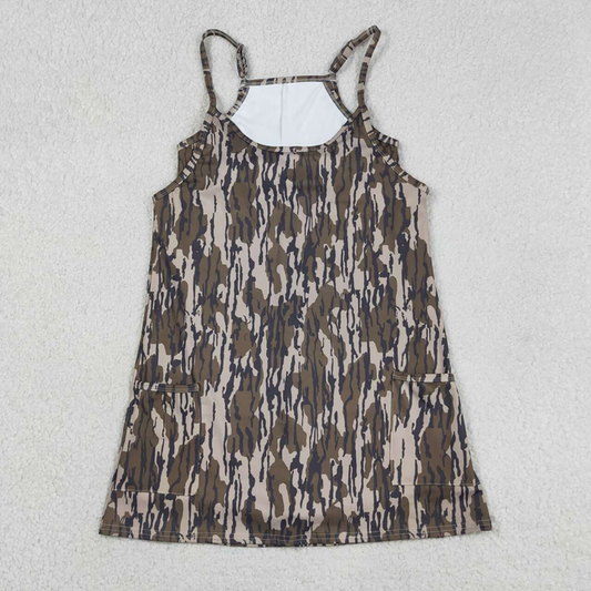 GSD2744 Adult Women Strap Southern Wood Camo Yoga Active Pockets Shorts Dresses