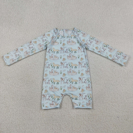 S0701 Kids Baby Boy Dogs Fishing Back Zipper Hunting Swimsuits