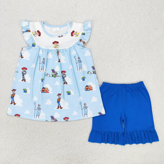 GSSO1373 Kids Baby Girls Toys Summer Tunic Ruffle Shorts Clothes Sets