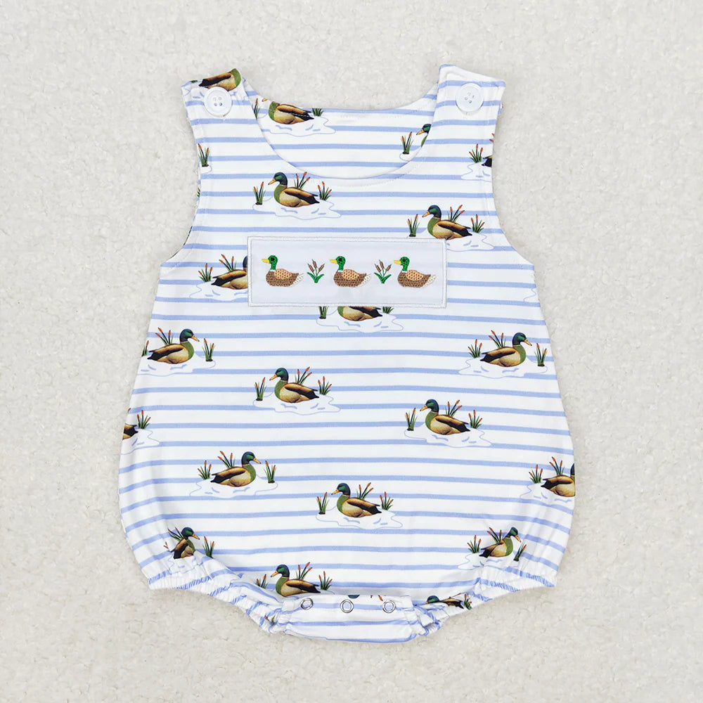 SR1583 Baby Boys Summer Ducks Sleeveless Rompers