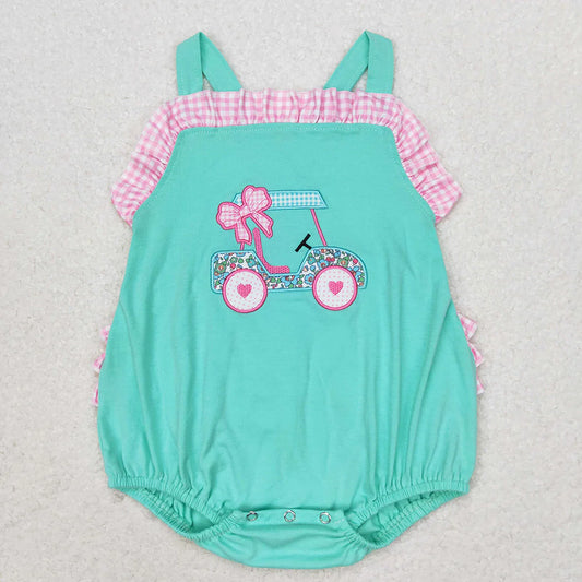 SR1223 Newborn Baby Infant Girls Golf Straps Ruffle Floral Summer Rompers