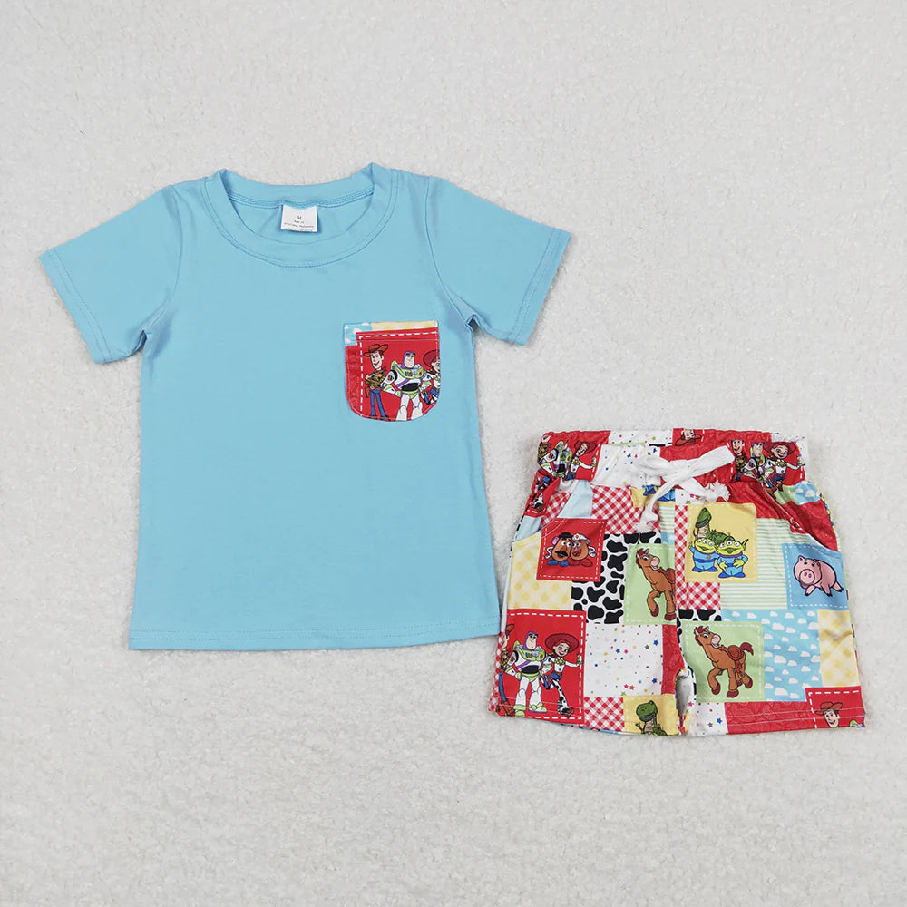 BSSO0535 Kids Baby Boys Toy Shirts Top Shorts Outfits Clothes Sets
