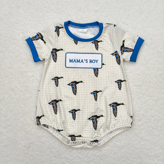 SR1377 Baby Infant Boys Mama's Boy Duck Short Sleeve Rompers