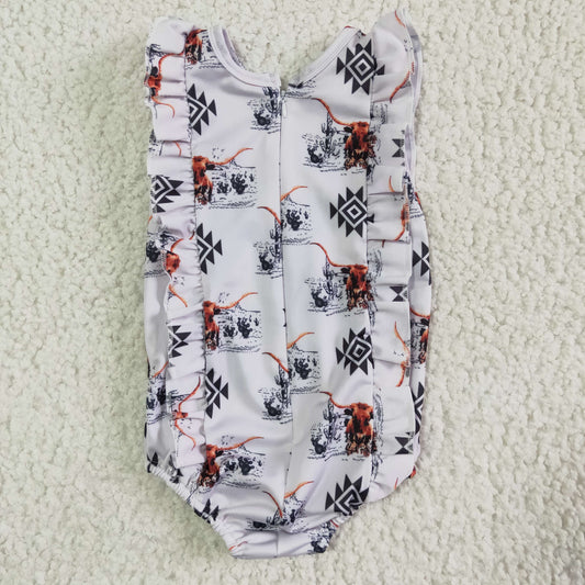SR0044 cow print sleeveless romper