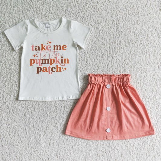 GSD0109  Girls Take Me White Short Sleeve Button Skirt Suit
