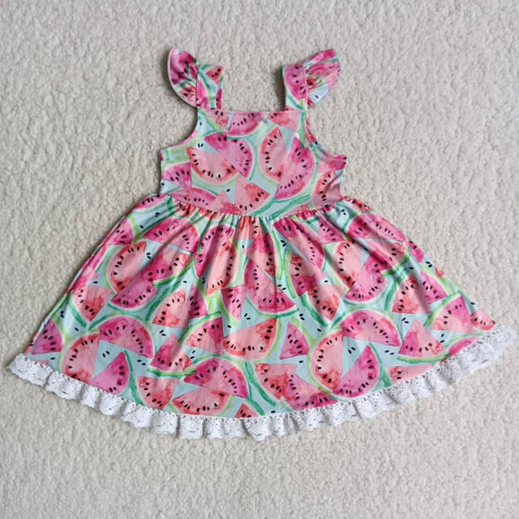 A9-10  watermelon print lace dress