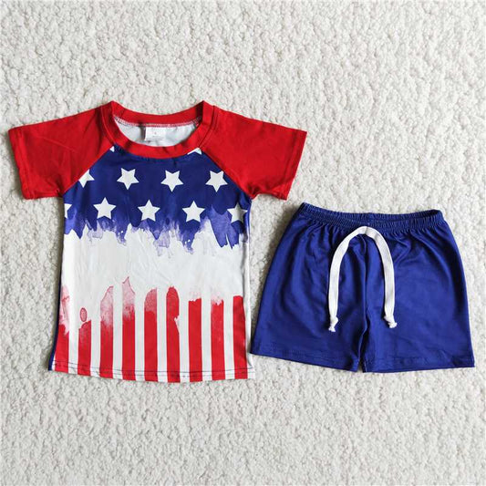 D9-14 Stars and stripes navy blue boy suit