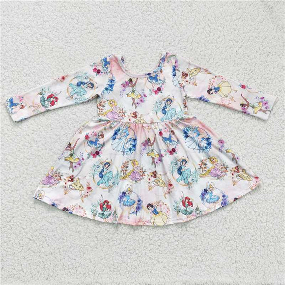 GLD0177Summer new girl cartoon round neck long sleeve fashion cute dress wholesale price