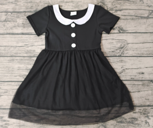 GSD0285Girl Wednesday black short-sleeved dress