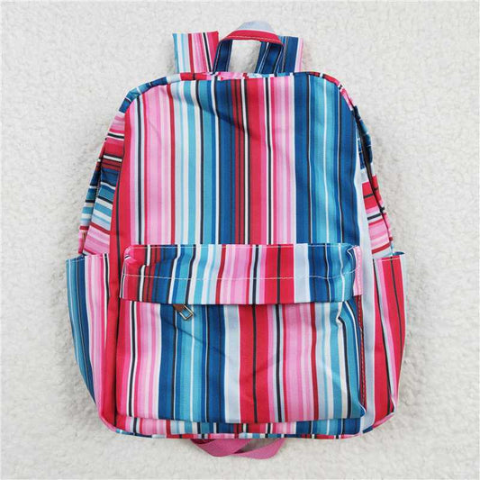 BA0046Pink and green colorful striped backpack