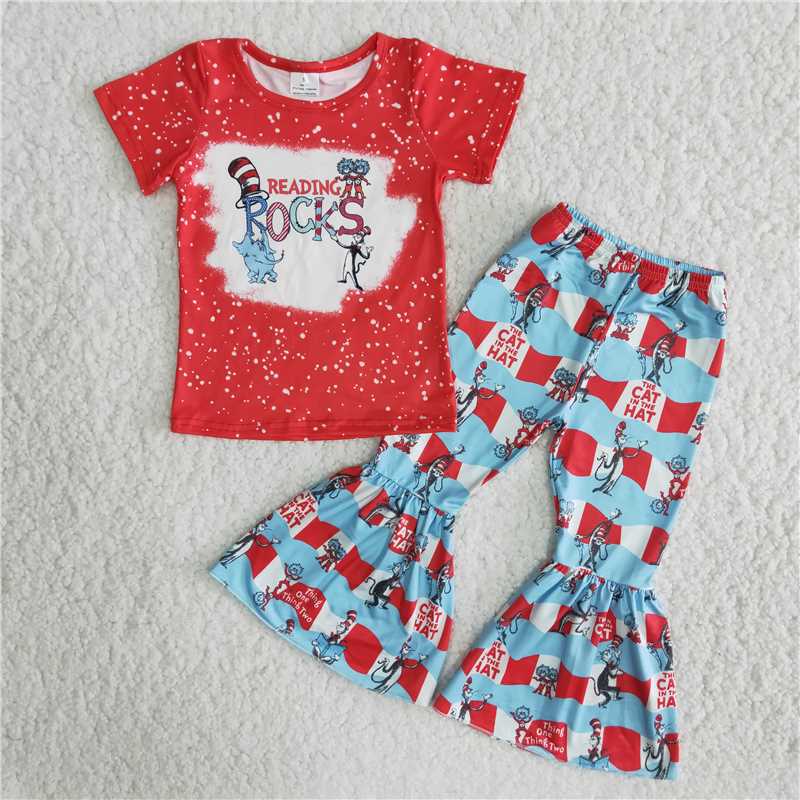 Popular RTS kids clothes cute girl red bell pants 2pcs sets toddler girl clothes baby clothing sets