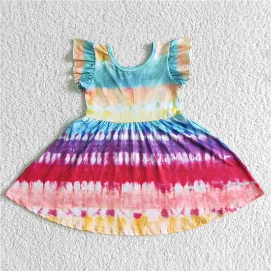 GSD0006 girls' round neck colorful dress Big skirt