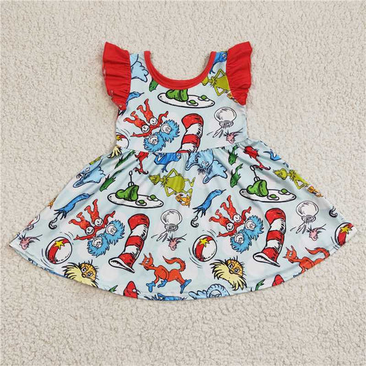 GSD0211Girl dr seuss Flying Sleeve Dress