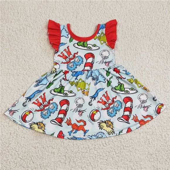 GSD0211Girl dr seuss Flying Sleeve Dress