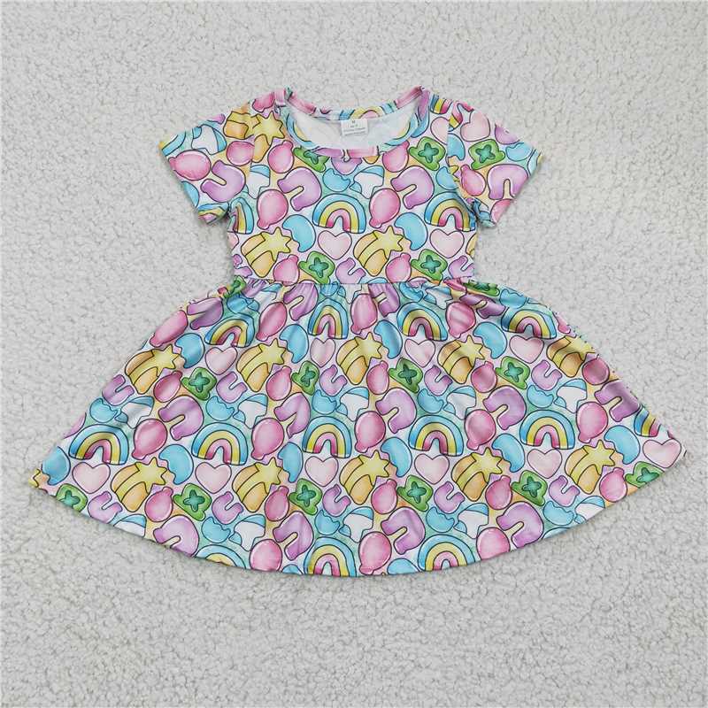 GSD0171Girl's Rainbow Balloon Short sleeve dress