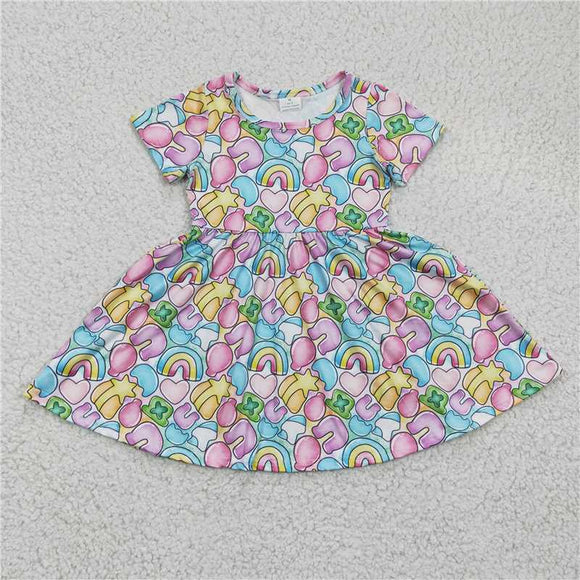 GSD0171Girl's Rainbow Balloon Short sleeve dress