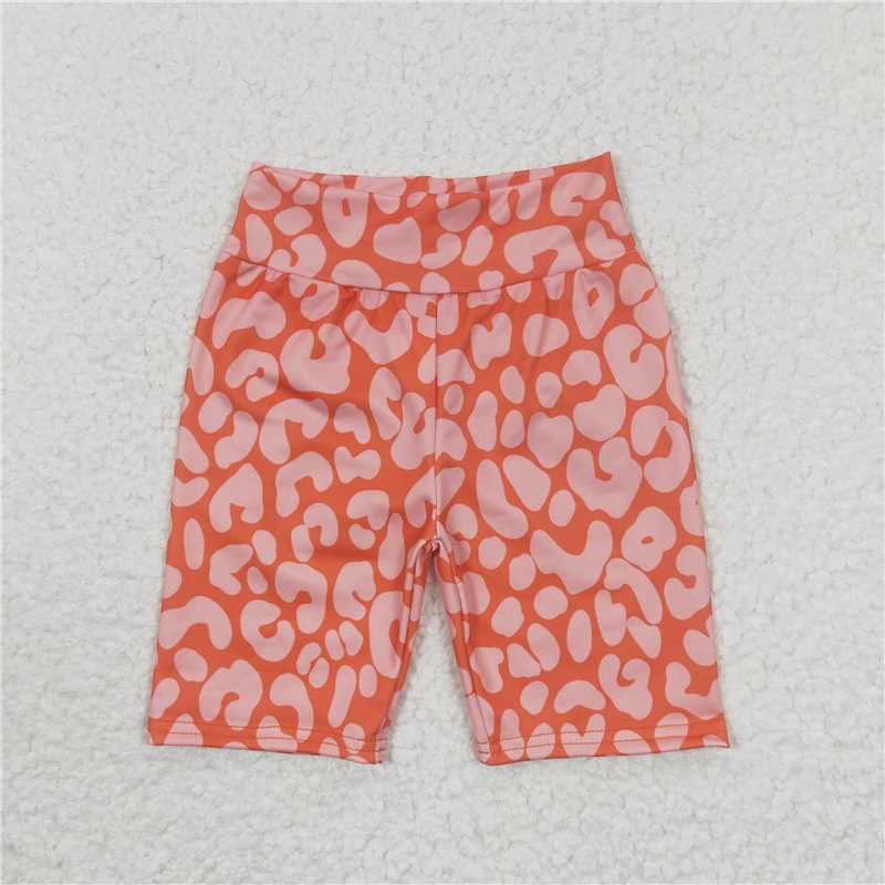 SS0035 Girls Orange Leopard Cycling Pants