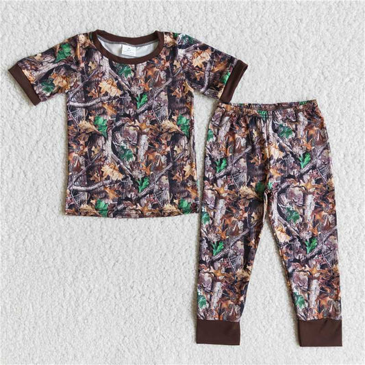 E10-17  Boys' Trunk Pattern Brown Short Sleeve Trousers Suit