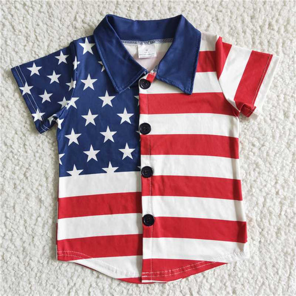 B17-19  Independent Japanese style summer boys' new short-sleeved shirt