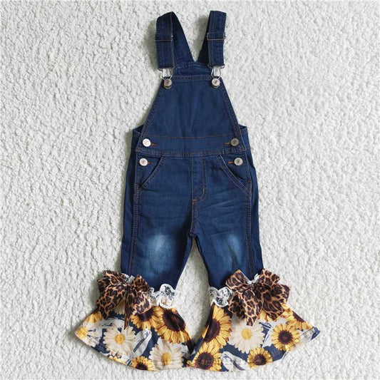 P0028Blue suspenders Sunflower Lace jeans