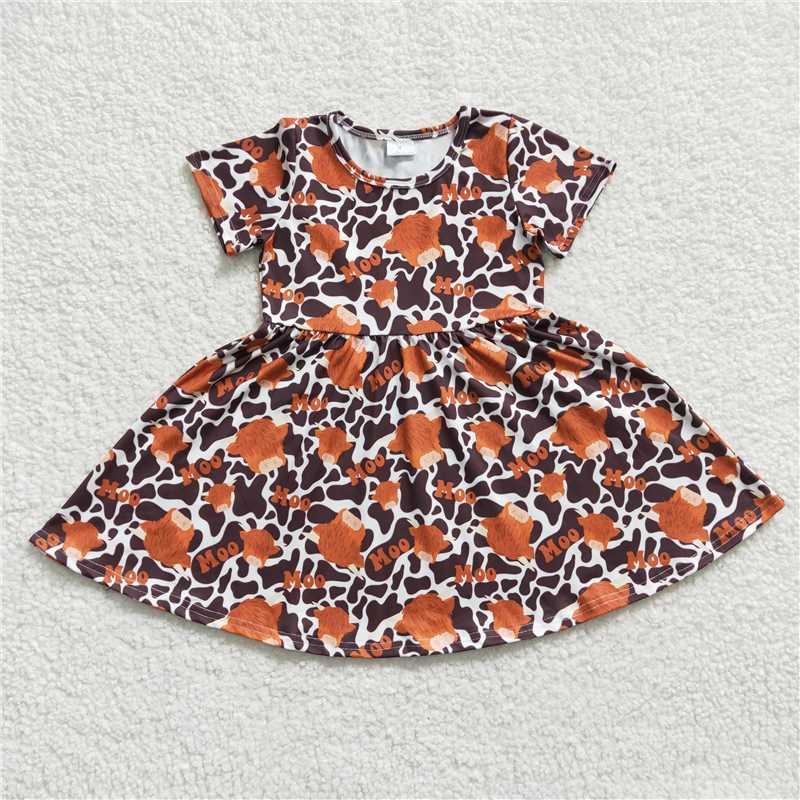 GSD0237Girl MOO Alpine Cow Cow print short sleeve dress