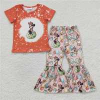 GSPO0425 Girl Easter Minnie Egg Orange Short Sleeve Pant suit