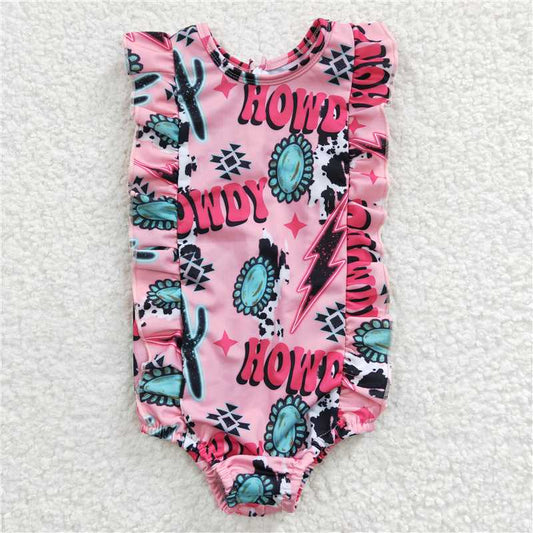 S0036Girl HOWDY Cactus Gem Pink One-piece Swimsuit