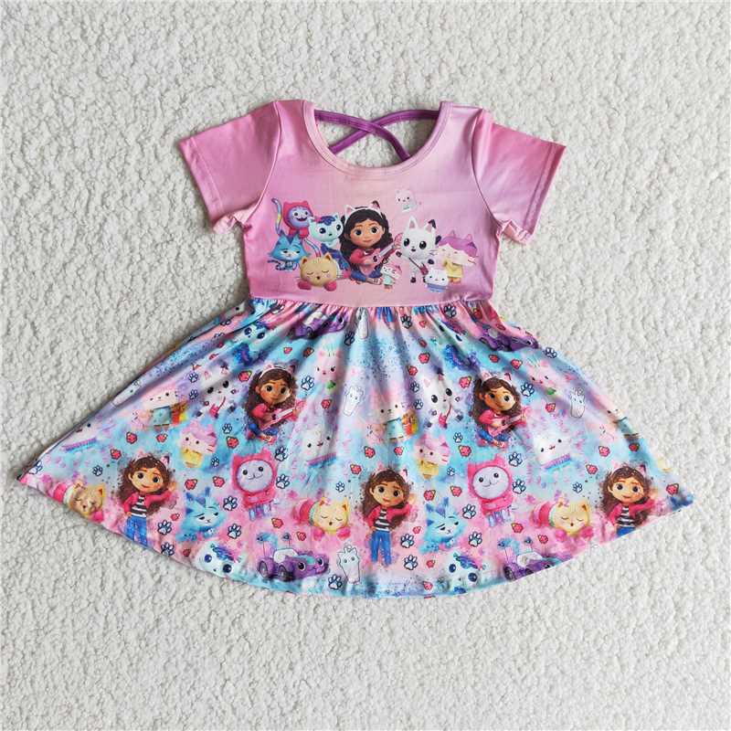 B1-3 Summer Girls' New Anime Movie Print Dress