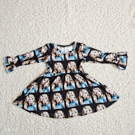G2-24-2 Girls Graphic Print Long Sleeve Dress
