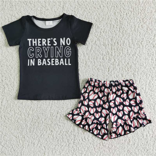 GSSO0023 Black Baseball Short Sleeve Shorts suit