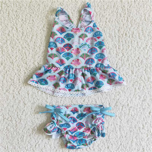 S0027 Girls Fish Scale Bikini Swimsuit Set