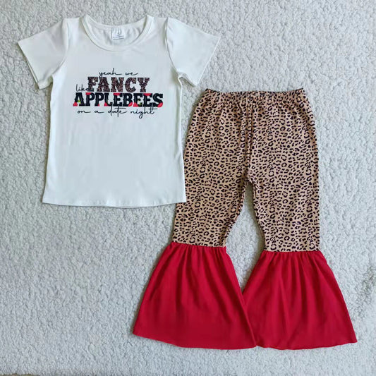 2022 new design infant girl's fancy short sleeve leopard bells outfit kids clothing child boutique baby kids clothes