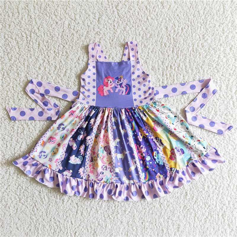 A17-4  Purple Pony Dress   Big skirt  polka dot element